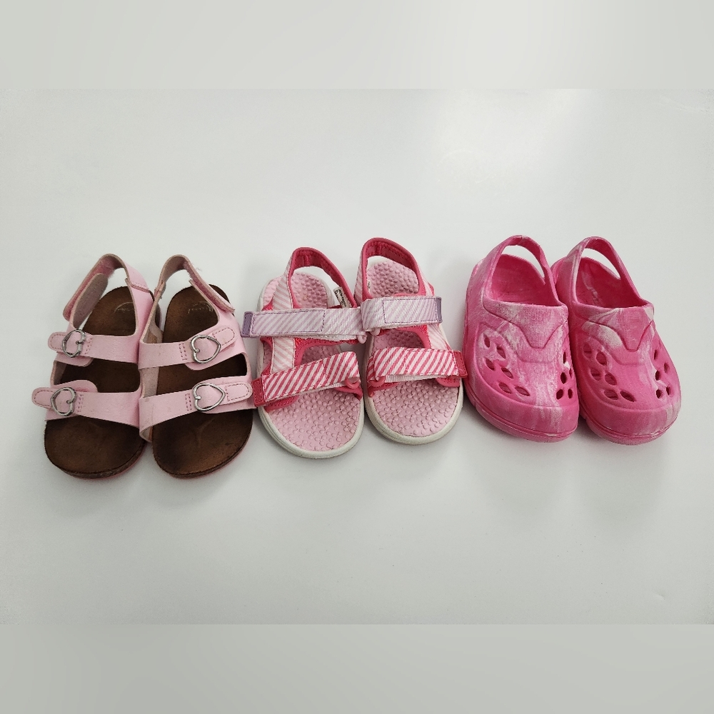 Toddler‎ Baby Girl Shoe Bundle Pink Sandals Size 6 - 3 Pairs